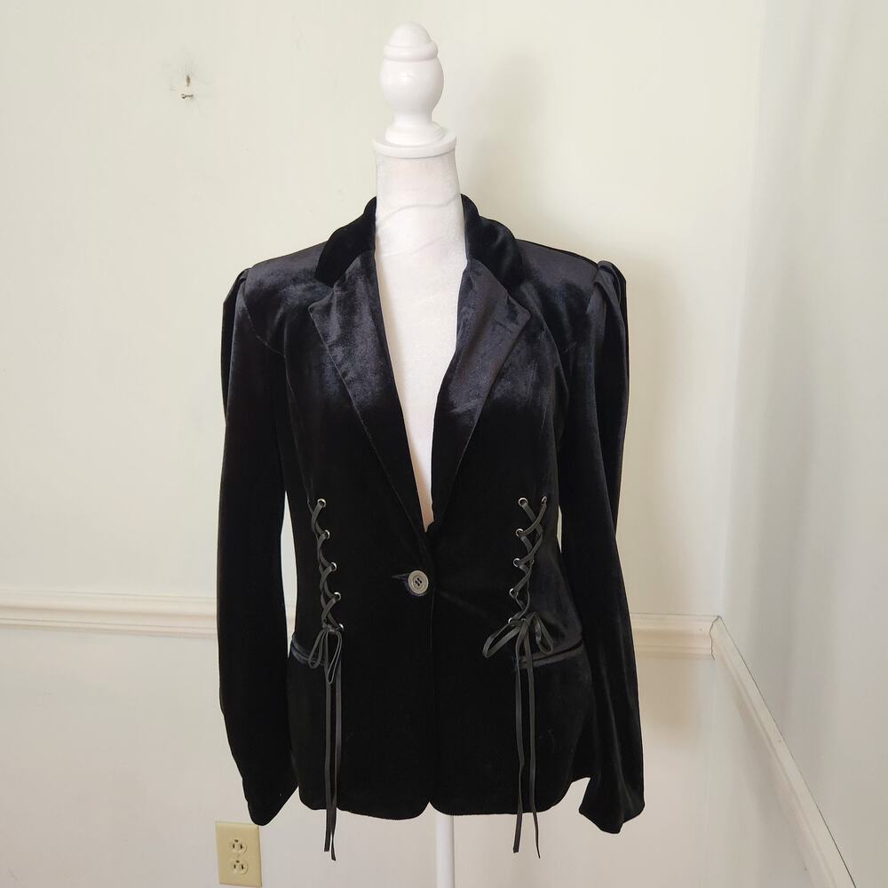 BlankNyc Blazer Jacket Size Small Womens Velvet Black Gothic Punk Emo Grunge